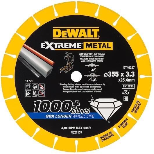 Disque Extreme Métal 355 x 25.4 x 3.3 mm DEWALT DT40257 QZ - vue 4