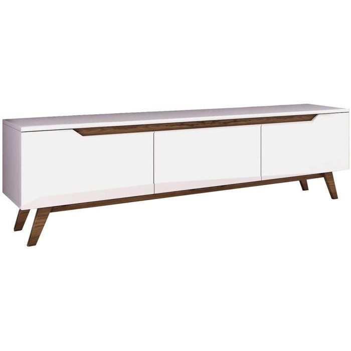 Meuble TV - D1 - Blanc / Noyer - 180 x 49 x 35 cm
