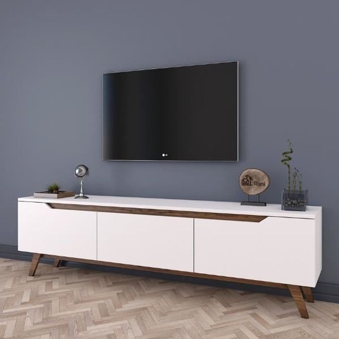 meuble tv floor - emob - blanc - scandinave - moderne - aspect bois