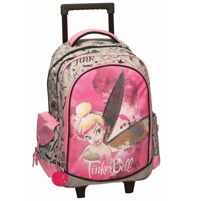 Sac a roulettes Fee Clochette Rose 45 CM Haut de gamme Cartable Cdiscount