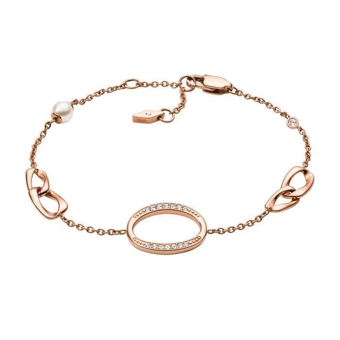 Bracelet femme - FOSSIL - Bracelet Fossil pampilles rosées maillons vintage  - Couleur de la matière:Rose , - Achat/vente montre - Cdiscount