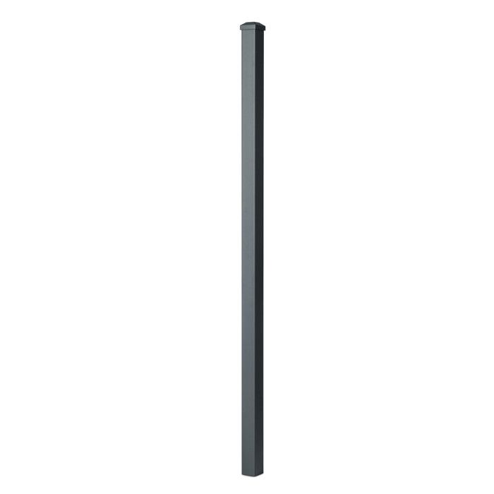 Poteau aluminium à sceller avec chapeau H 1.36 m Gris