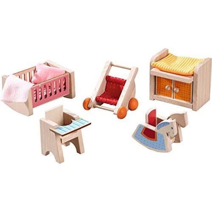 HABA Little Friends Childrens Nursery Room - Dollhouse Furniture for 4 Bendy Dolls