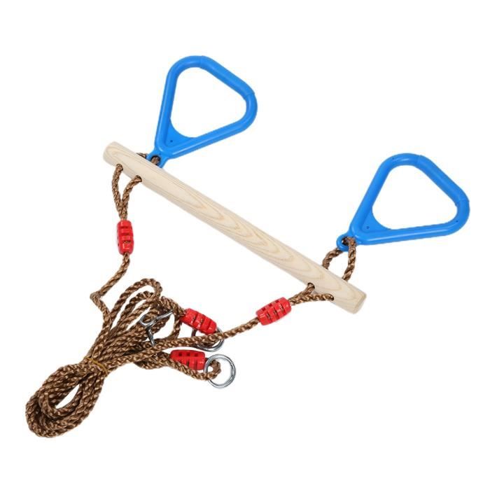 HUAWELL Trapèze en bois avec anneaux de gymnastique en plastique – Aire de jeux extérieure et intérieure 2 en 1 – Accessoires pour enfants (bleu HUAWELL Trapèze en bois avec anneaux de gymnastique en plastique – Aire de jeux extérieure et intérieure 2 en 1 – Accessoires pour enfants (bleu