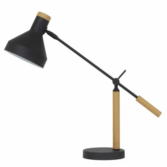 Luminaire De Bureau Tiffin Lampe D Appoint A Poser Eclairage D Architecte Abat Jour Bois Et Metal De Couleur Noire 15x63x70cm Achat Vente Luminaire De Bureau Tiffin Soldes Sur Cdiscount Des