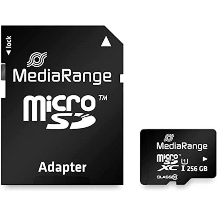 Carte mémoire microSDXC - MEDIARANGE - 256 Go - UHS-1 - Classe 10 - Adaptateur SD inclus