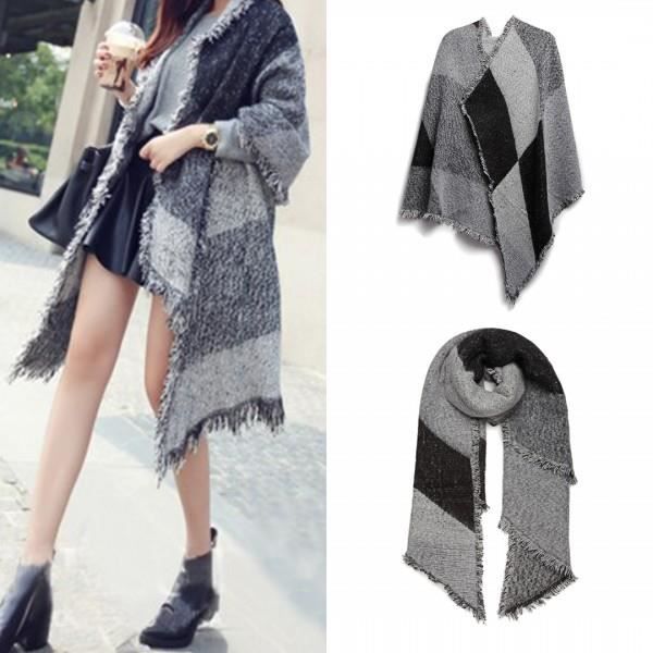 Écharpe à carreaux gris clair femme | Morgan