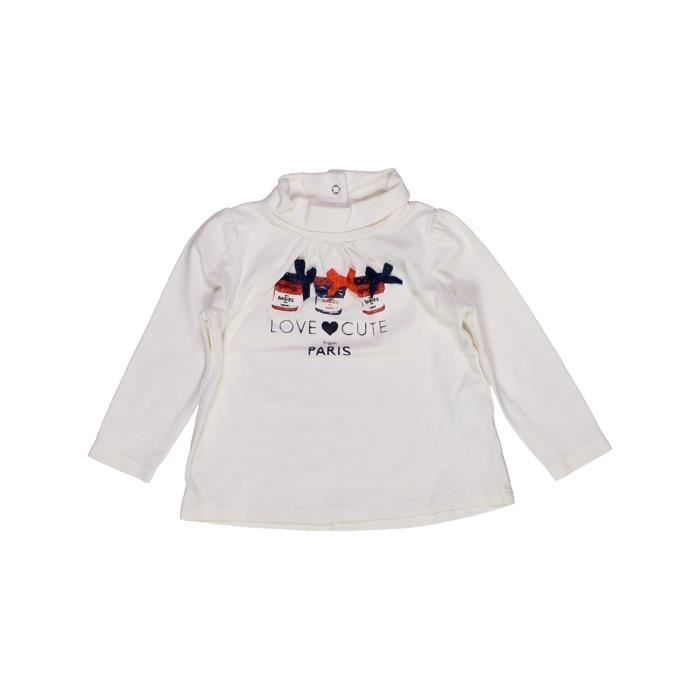 T Shirt Col Roule Bebe Fille Tape A L Oeil 6 Mois Blanc Hiver Blanc Blanc Cdiscount Pret A Porter