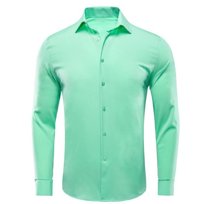 Chemise chemisette chemise en soie a manches longues pour homme couleur unie jaune bleu marine rose violet vert CY 1081 F35 Blanc Cdiscount Pret a Porter