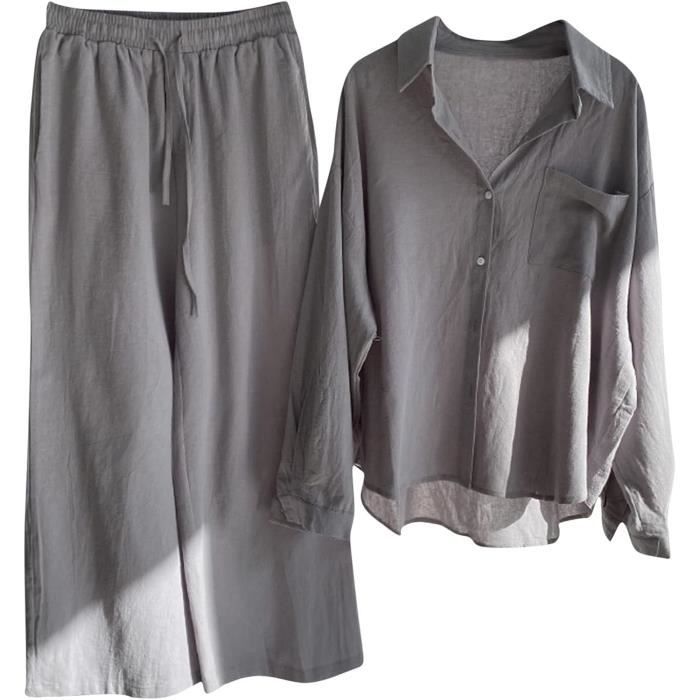 ENSEMBLE DE VETEMENTS Ensemble en Lin Femme 2 Pi ces Surv tement