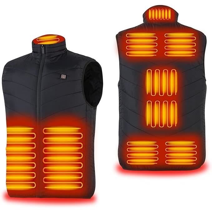 Gilet Chauffant électrique Homme/femme - 5 Zones De Chaleur - 3 Températures (45°C-65°C) - Lavable - Pour Ski, Randonnée, Travail Extérieur (batterie Non Incluse) - 10