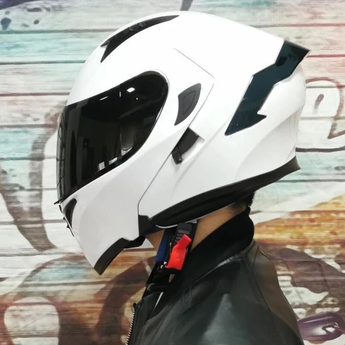 Casque Moto Intégral Rabattable Double Visière – ECE/DOT Homologué, LED Arrière, Confort Doublure, Adultes Hommes Femmes