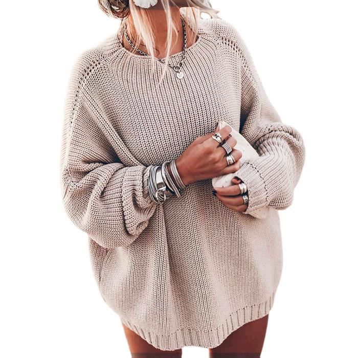 Pull Femme Col Rond En Câble – Tricoté Hiver, Manches Longues – Acrylique Léger – Marque 7evenStyles