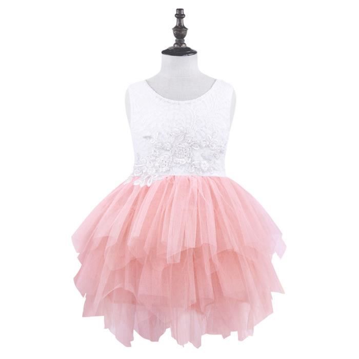 Robe De Princesse Enfant En Tulle - Sans Manches - Pour Anniversaire, Mariage, Fête - Taille 2 à 7 Ans - Modèle Avec Nœud Et Paillettes