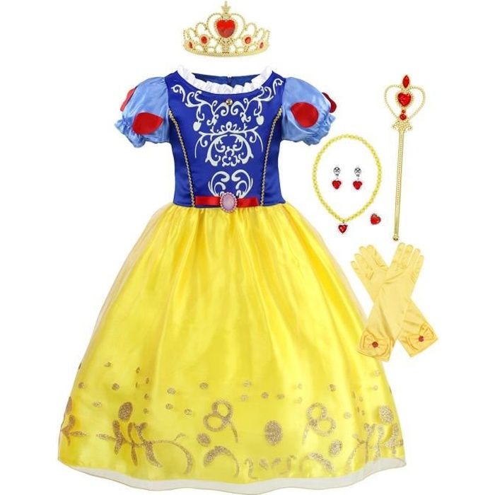 Jurebecia Filles Princesse Robe Blanche Neige Habiller Paques Carnaval Anniversaire Halloween Fete De Noel Look Cdiscount Jeux Jouets