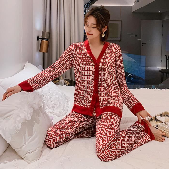 Pyjama flanelle femme a manches longues FR78MD7 Red Cdiscount Pret a Porter