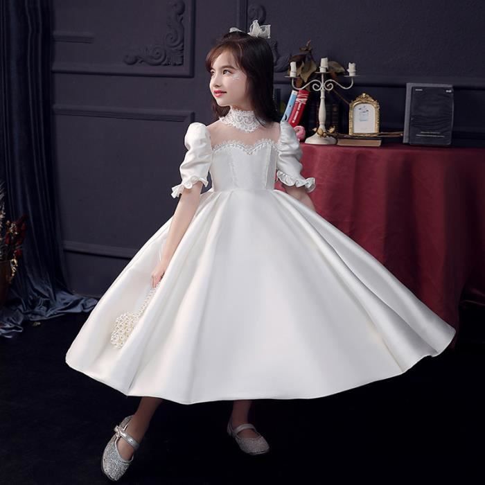Robe Filles Princesse Pageant blanc Robes de Bal Robe de Soiree de Mariage enfant 3 12 ans Blanc Cdiscount Pret a Porter