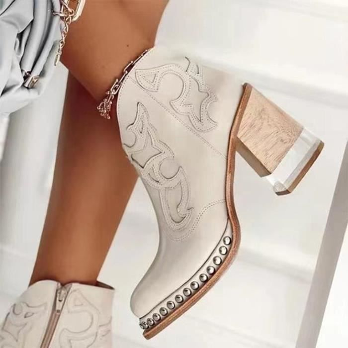 Bottes hautes femme confortables avec talon bas élégant