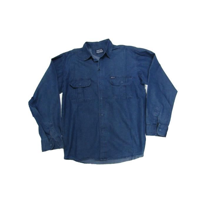 Chemise Jean Homme Bleue en Coton du M au 3XL Grande Taille Manches Longues