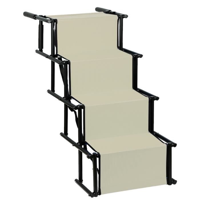 HSTURYZ Escalier Pliable pour Grands Chiens, Aide à l'escalade, Stable et Antidérapante à Chargeable Jusqu'à 80 kg, Beige