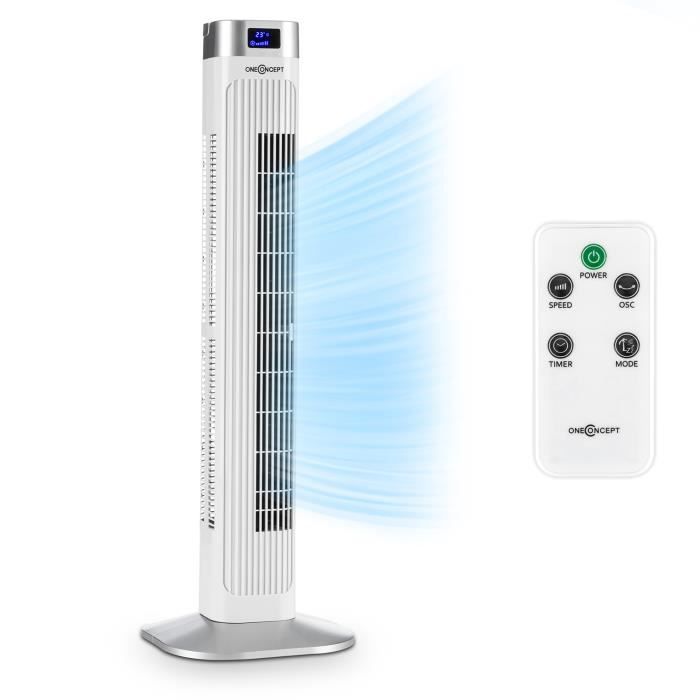 Ventilateur Colonne Sur Pied Oneconcept Hightower 2g 42 W Minuterie Blanc Cdiscount Bricolage