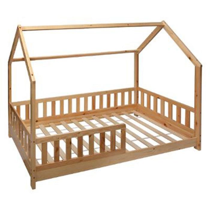 lit cabane "enfant" 90x190cm naturel beige