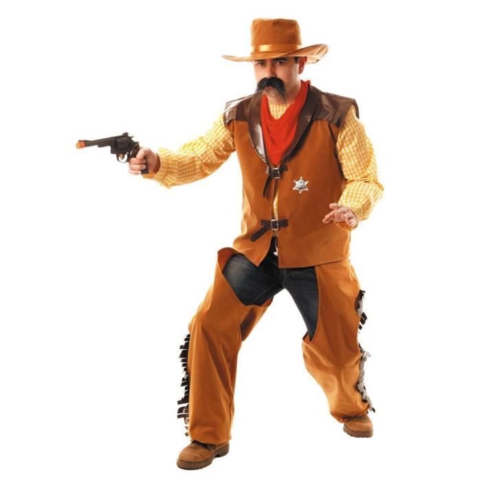 Déguisement Cowboy Homme - PARTY PRO - Taille M/L - Marron Polyester - Accessoires inclus