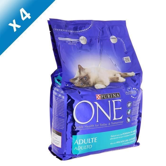 PURINA ONE Chat Adulte Poisson 3Kg -x4-