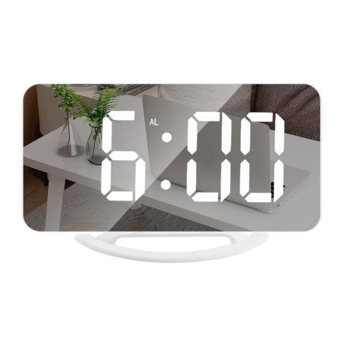 réveil de Voyage à Configuration Facile avec Date de Calendrier avec gradateur de température tonguk Réveil numérique réveil à LED à Grand écran pour Les Voyages de Bureau dans la Chambre Blanc