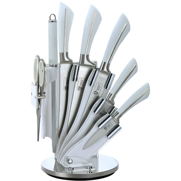 Couteaux De Cuisine 8 Pcs Blanc Avec Support Achat Vente Couteau De Cuisine Couteaux De Cuisine 8 Pcs B Cdiscount