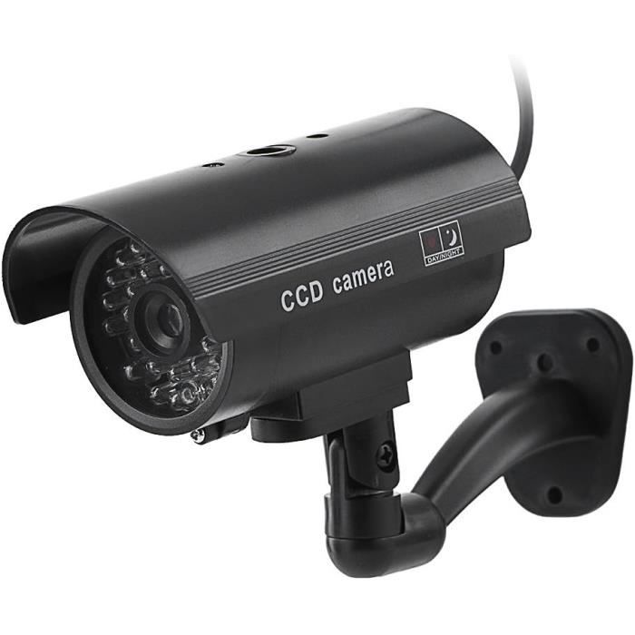 Fausse Caméra De Surveillance Solaire Avec LED - Dissuasion Anti-intrusion, Facile à Installer