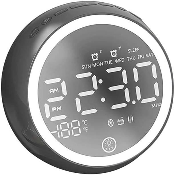 Réveil Simulateur D'aube Avec Lumière Lunaire Et Bruit Blanc - 10 Sonneries, Compte à Rebours, Réglage Luminosité, Bois