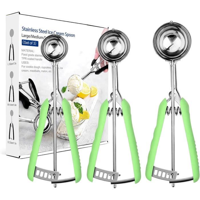 Pelle À Crème Glacée En Acier Inoxydable Avec Manche En Bois Pelle À