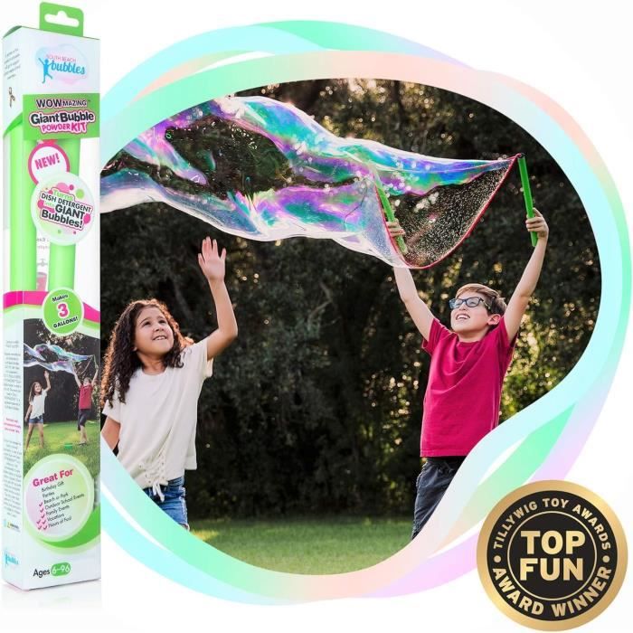 GEPROSMA Kit Bulles Géantes - 6 Pièces Baguettes Réglables, Pistolet Et Bol à Bulles, Jouet Extérieur Enfant