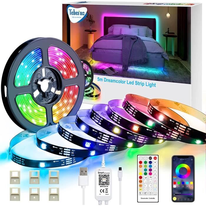 OUTUOTWQ 2M Néon Ruban LED, RGBIC Bande LED WiFi Contrôle APP et  Télécommande Étanche IP67 Compatible avec Alexa Multicolore - Cdiscount  Maison