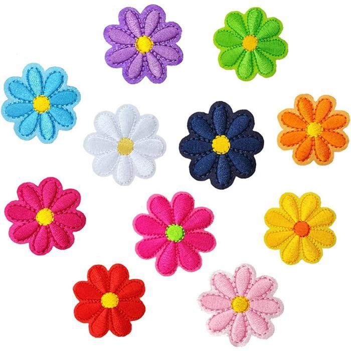 21 Patches Brodés Thermocollants - Motif Fleur Soleil