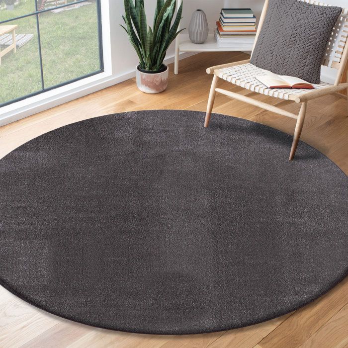 Tapis Moelleux - THE CARPET - Relax - Antidérapant - Lavable - Anthracite - 120x120 cm