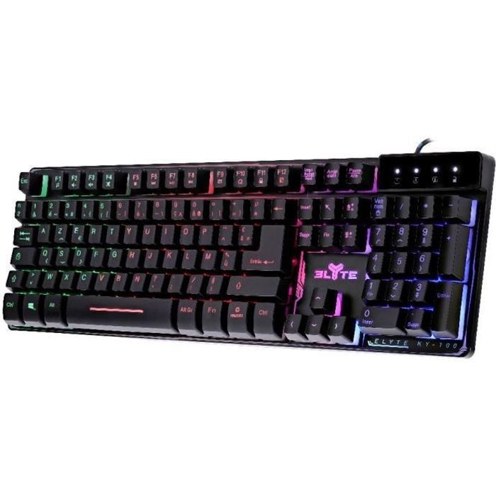 TNB ELYTE KY-100 - Clavier GAMER semi-mécanique rainbow - noir