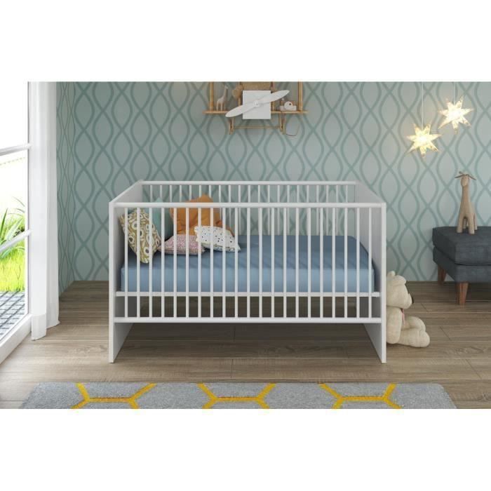 SHOT CASE - Chambre bébé Trio : Lit 70 x 140 cm + Commode a langer + Armoire NIKO - Blanc - TREND TEAM