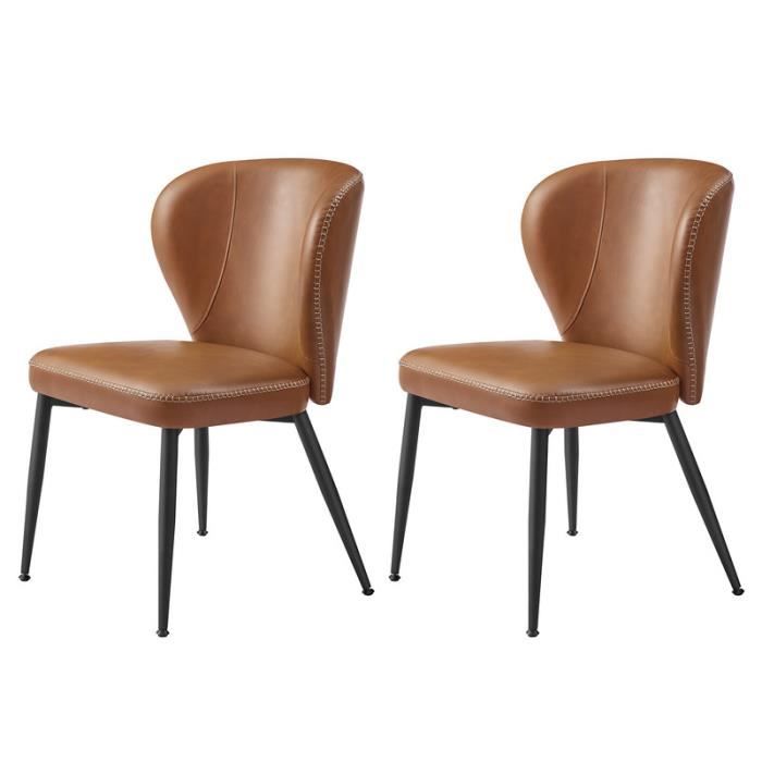 chaise de salle à manger - vasagle - moderne mi-siècle - lot de 2 - marron caramel