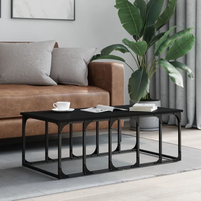 vidaXL Table basse noir 100x50x355 cm bois dingénierie 833378