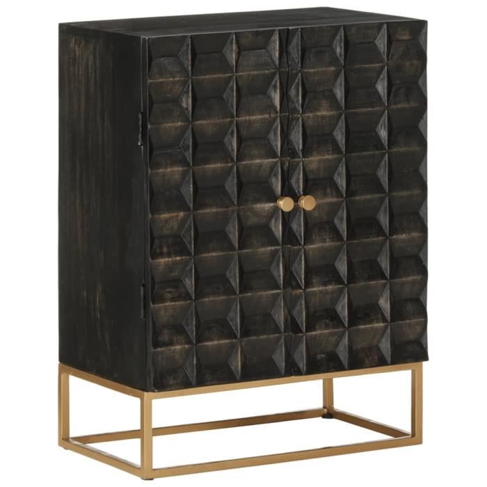vidaXL Buffet Noir 55x34x75 cm Bois massif de manguier et fer 351679