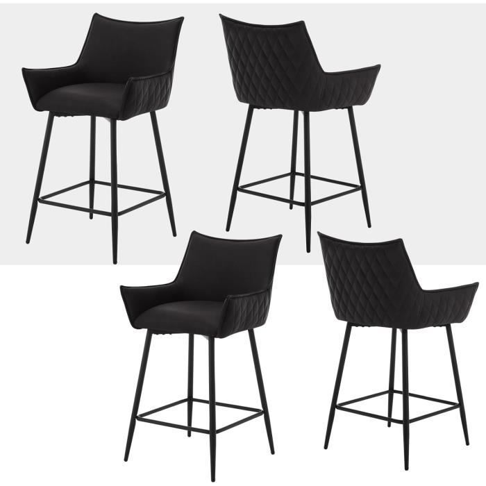Lot De 2 Tabourets De Bar En MDF Et Métal - Noir - Hauteur 71 Cm - Style Industriel/Scandinave - WOLTU BH237sz-2