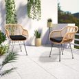 Lot de 2 chaises en osier bambou/polyrotin - CASARIA - Bali - Intérieur/Extérieur - Coussins d'assise lavables-1