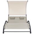 Chaise longue double avec auvent Textilène Crème - VIDAXL - Design - Métal - Meuble de jardin-1
