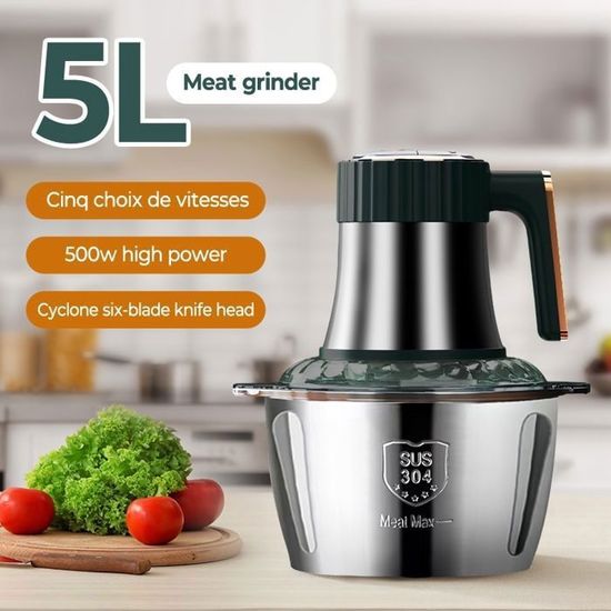 Hachoir Lave-vaisselle Hachoir électrique 300W LAC LAICHY - Bol Inox 3L, 3 Vitesses, Parfait Pour Viandes Et Légumes Mixeur Viande