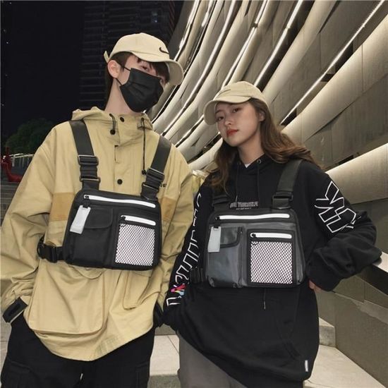 Sac banane Gilet multifonctionnel Style de rue Hip Hop sangle tactique poitrine sac utilitaire sac de poitrine Type Black Cdiscount Bagagerie Maroquinerie