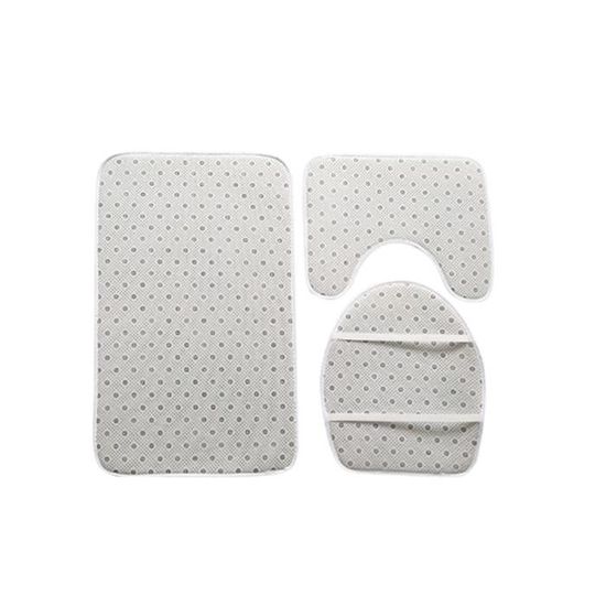 3 Pièces Ensemble de Tapis de Bain en Motif Marbre/Cailloux,Lavable Antidérapant Tapis de Salle de Bains,Tapis Contour,WC Couvre,Tapis de Couverture