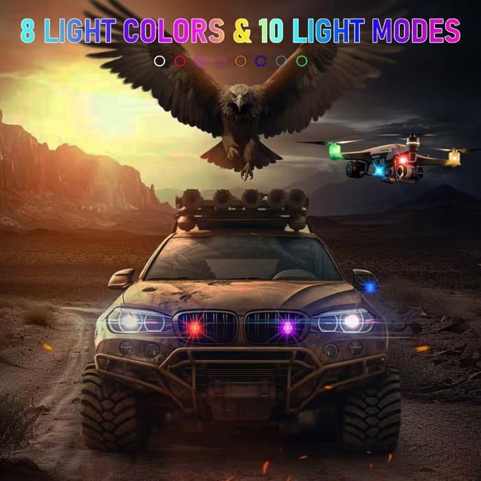 4 Feux Stroboscopiques Pour Drone – 8 Couleurs, IP65, Télécommande, 3,7 V 350 MAh