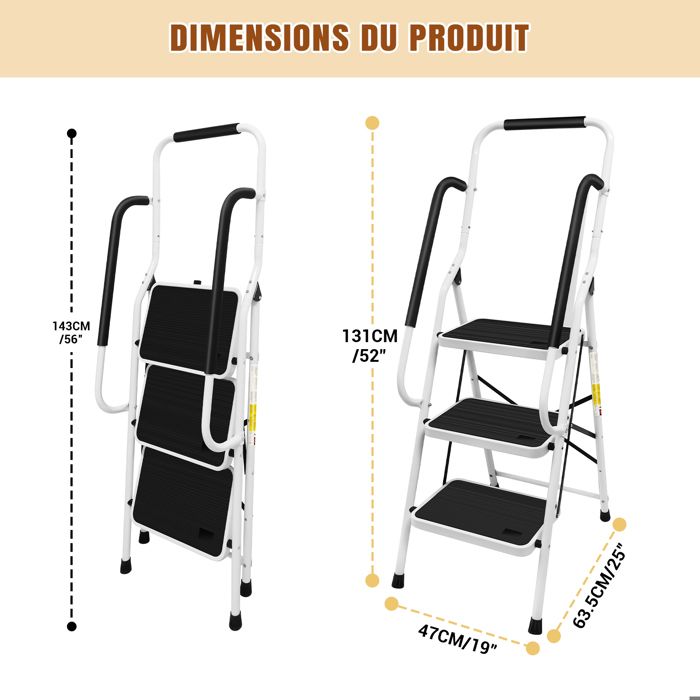 Échelle De Bain Pliable En Nylon – 3 Marches, 100 Kg, Pour Kayak Et Pneumatique
